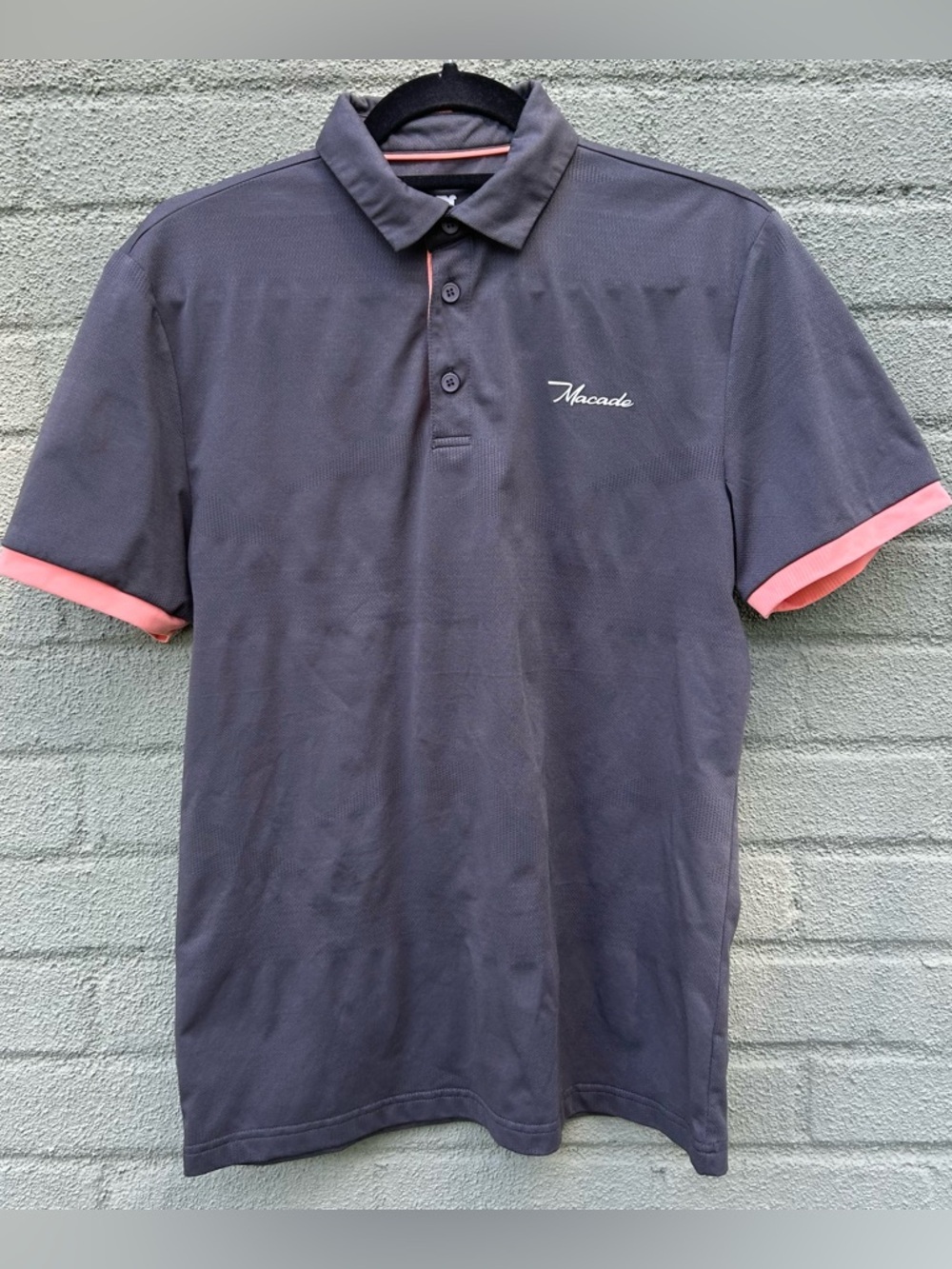 Macade Golf Polo, 4-Way Stretch, Lightweight in Gray Size Medium - Picture 2 of 5